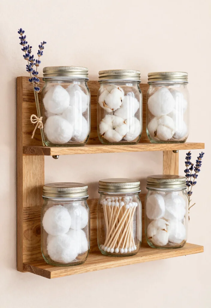 12 Budget Friendly Small Bathroom Decor Ideas That Work 14 12 Budget Friendly Small Bathroom Decor Ideas That Work 4. DIY Mason Jar Organizers 0