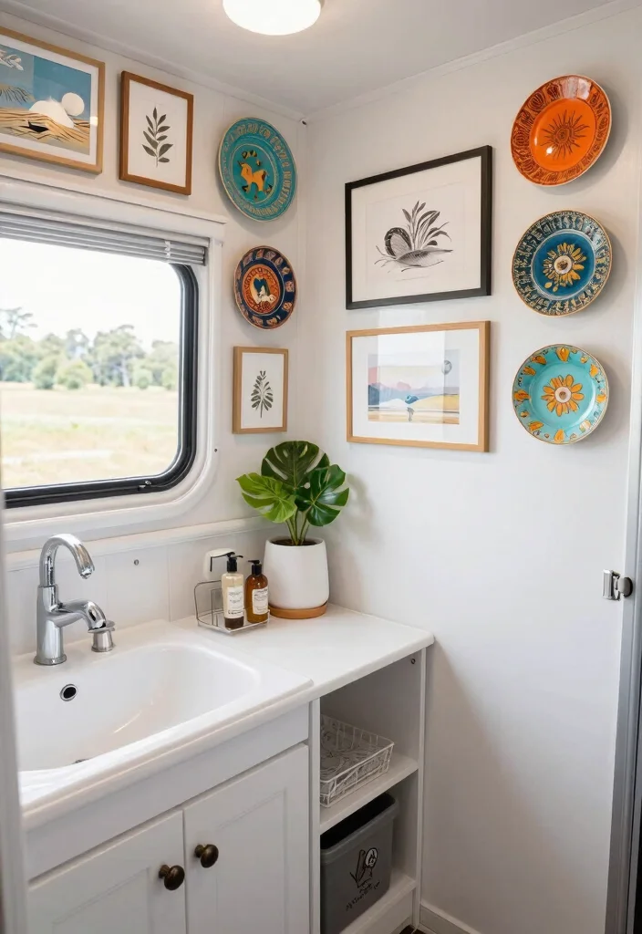 12 Camper Bathroom Ideas with Clever Space Solutions 62 12 Camper Bathroom Ideas with Clever Space Solutions 12. Unique Artwork Displays 0