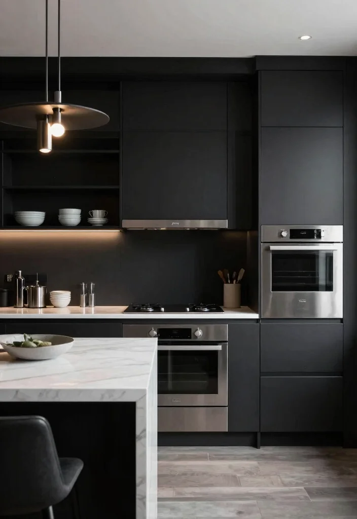 12 Dark Kitchen Ideas with Bold Sophisticated Style 13 12 Dark Kitchen Ideas with Bold Sophisticated Style 3. Jet Black Modernity 0 1