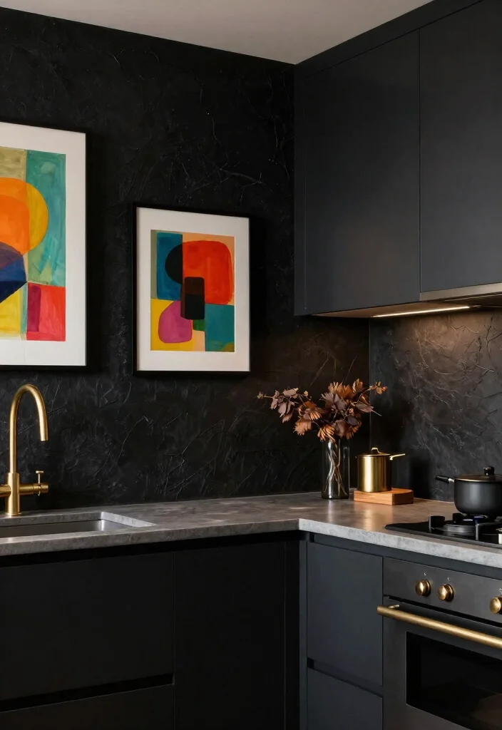 12 Dark Kitchen Ideas with Bold Sophisticated Style 37 12 Dark Kitchen Ideas with Bold Sophisticated Style 7. Textured Black Walls 0 1