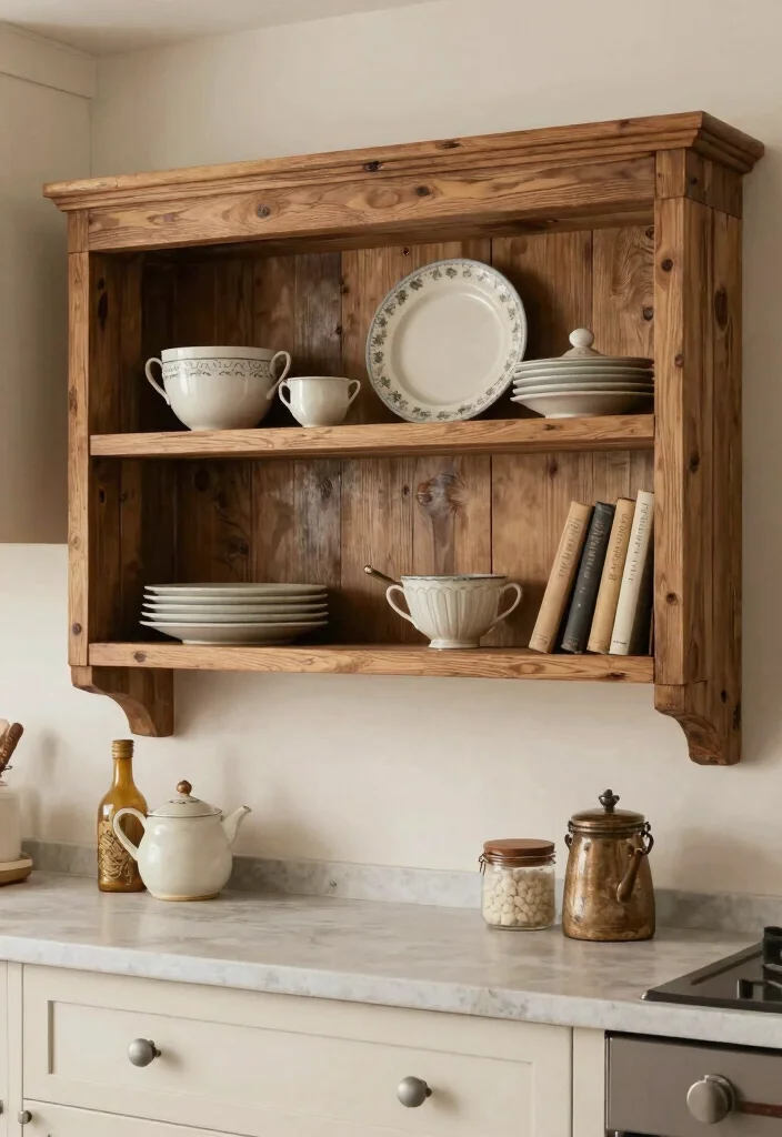 12 Decorating Above Kitchen Cabinet Ideas That Add Height 4. Rustic Wooden Shelves 0