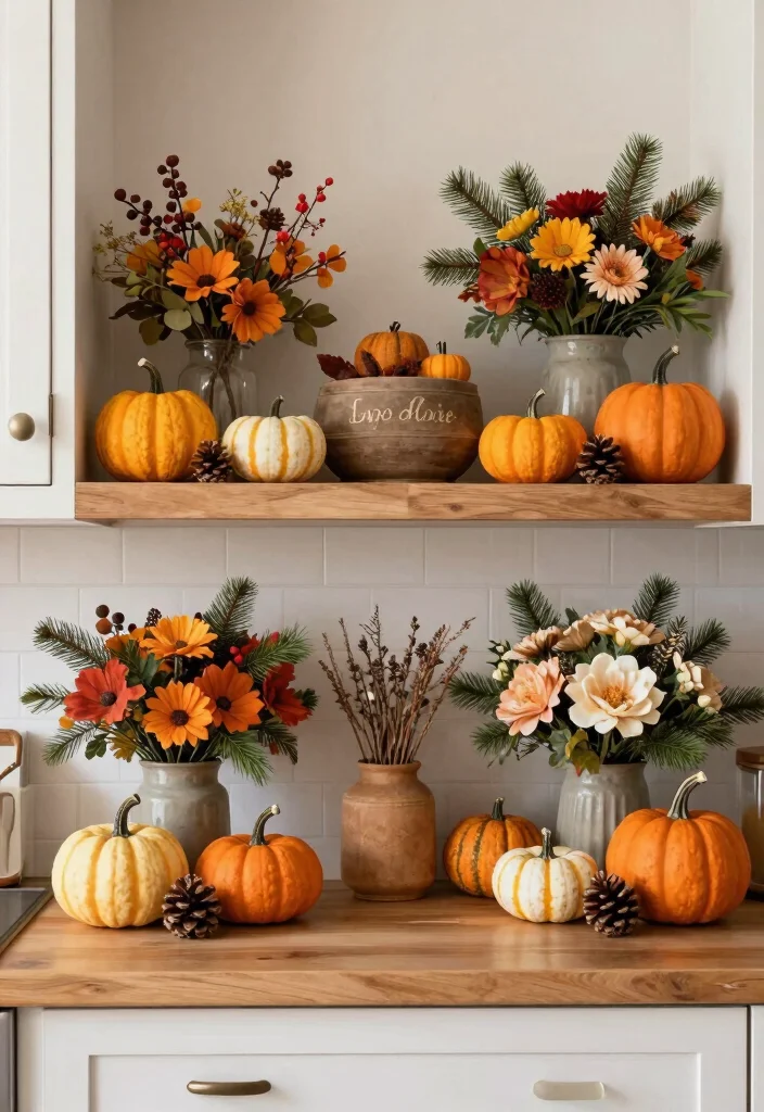 12 Decorating Above Kitchen Cabinet Ideas That Add Height 7. Seasonal Decor for a Fresh Look 0