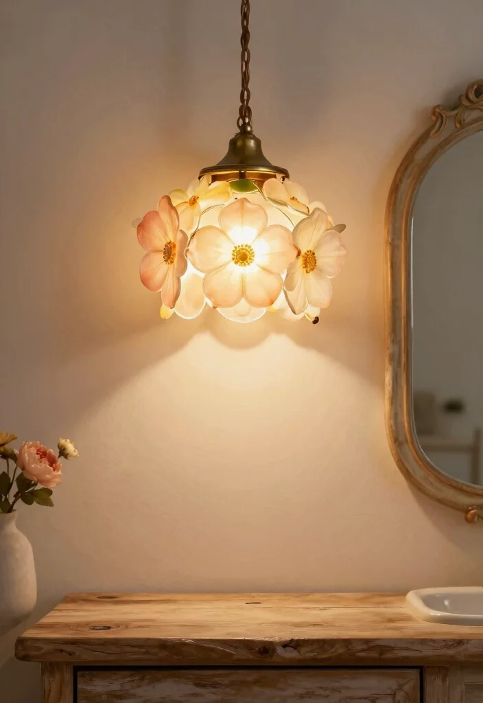 12 Floral Bathroom Ideas for a Soft Decorative Touch 8. Floral themed Lighting Fixtures 0