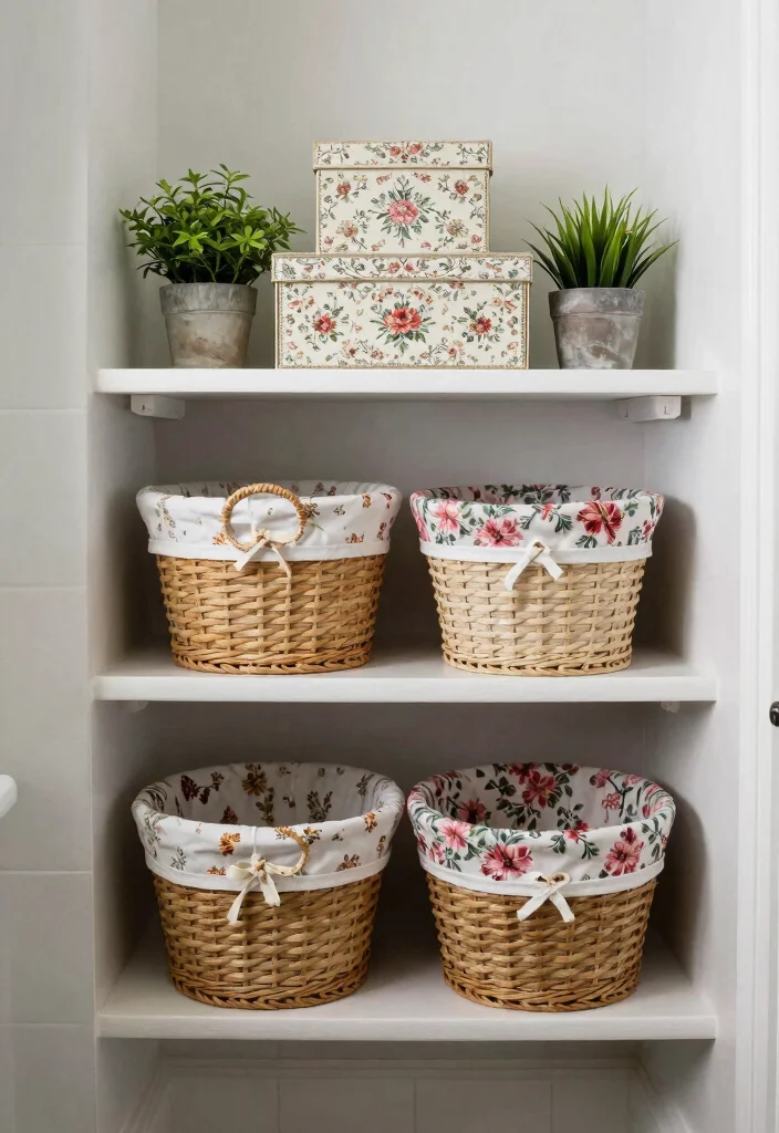 12 Floral Bathroom Ideas for a Soft Decorative Touch 9. Floral Accessories for Storage 0