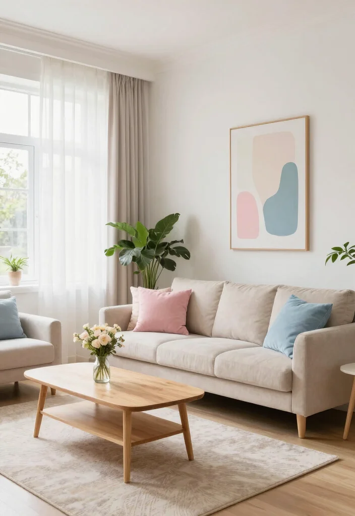 12 Front Living Room Ideas for a Welcoming Layout 2. Light and Airy with Pastel Accents 0