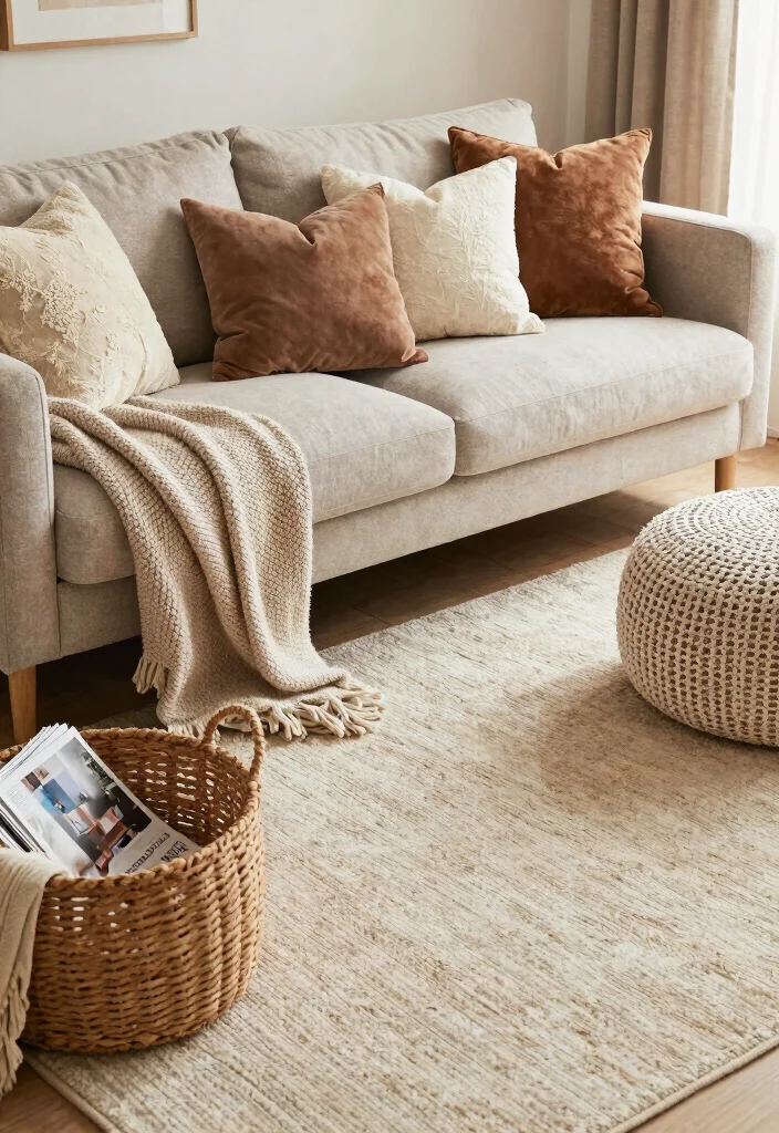 12 Front Living Room Ideas for a Welcoming Layout 5. Layered Textures for Depth and Comfort 0