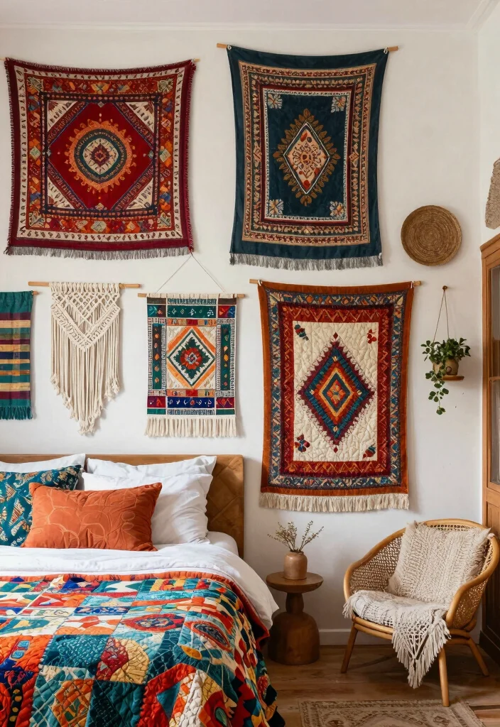 12 Fun Bedroom Ideas with Color and Personality 62 12 Fun Bedroom Ideas with Color and Personality 12. Layered Wall Textiles 0