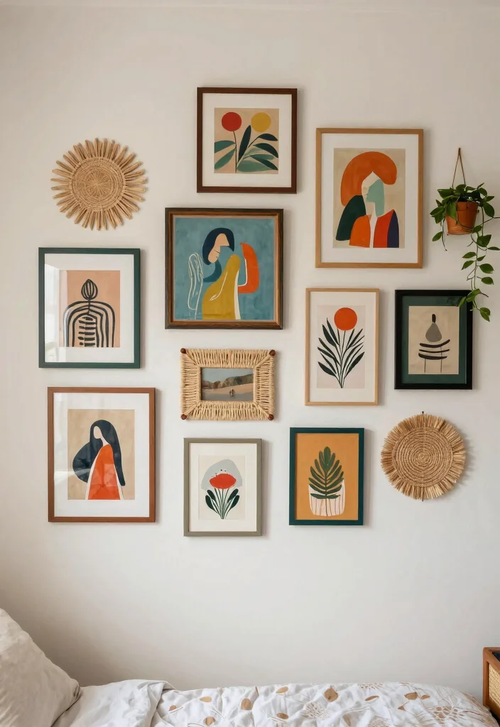 12 Fun Bedroom Ideas with Color and Personality 23 12 Fun Bedroom Ideas with Color and Personality 3. Unique Wall Art Arrangements 0