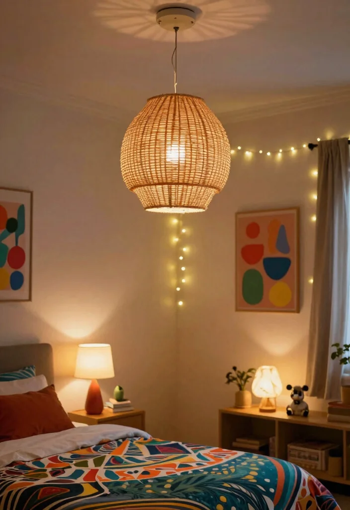 12 Fun Bedroom Ideas with Color and Personality 46 12 Fun Bedroom Ideas with Color and Personality 6. Whimsical Lighting Fixtures 0