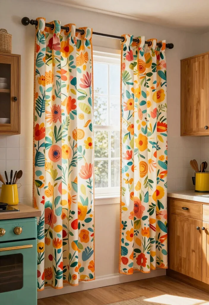 12 Fun Kitchen Ideas with Playful Personality 29 12 Fun Kitchen Ideas with Playful Personality 9. Vibrant Curtains 0