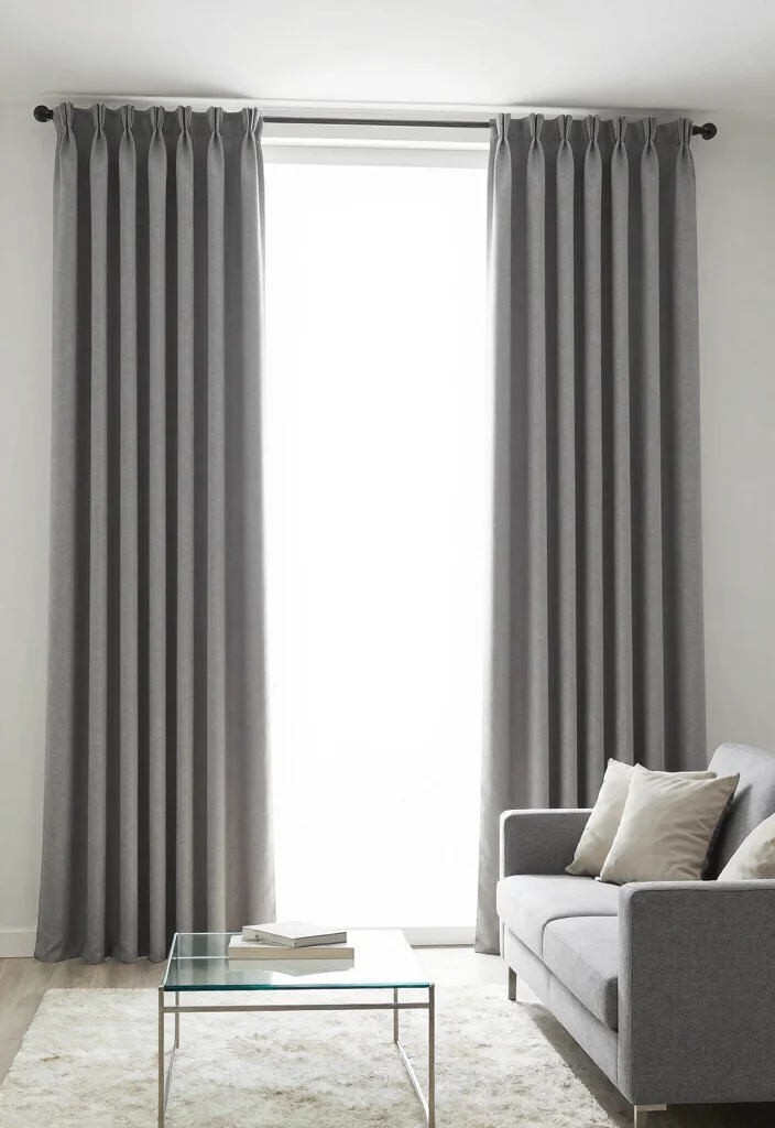 12 Grey Curtain Living Room Ideas for Soft Neutrals 5. Minimalist Grey Curtains for a Clean Look 0