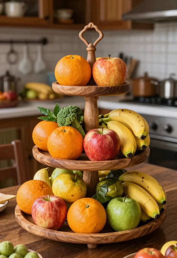 12 Indian Kitchen Store Room Ideas for Organized Storage 7. Tiered Stand for Fruits and Vegetables 0