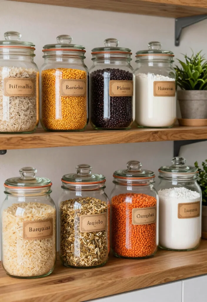 12 Indian Kitchen Store Room Ideas for Organized Storage 8. Decorative Jars for Dry Ingredients 0