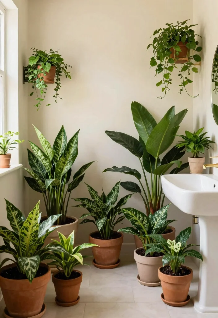 12 Ivory Bathroom Ideas for a Soft Neutral Palette 48 12 Ivory Bathroom Ideas for a Soft Neutral Palette 8. Greenery for Freshness 0