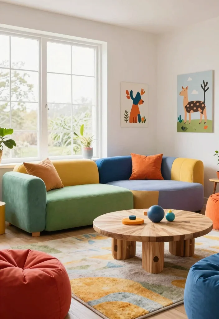 12 Kids Living Room Ideas with Durable Style 1. Eco Friendly Playful Furniture 0