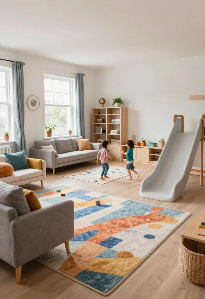 12 Kids Living Room Ideas with Durable Style 10. Flexible Spaces for Movement 0