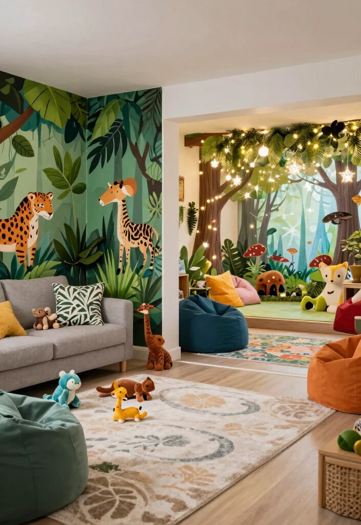 12 Kids Living Room Ideas with Durable Style 6. Themed Zones for Fun 0