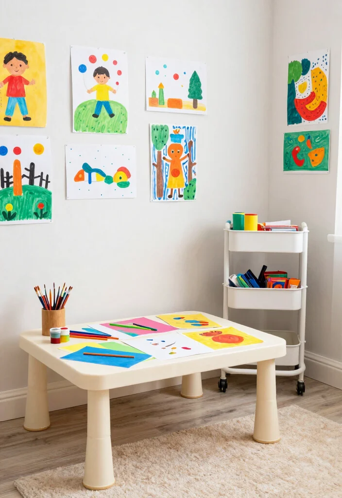 12 Kids Living Room Ideas with Durable Style 7. DIY Art and Craft Space 0