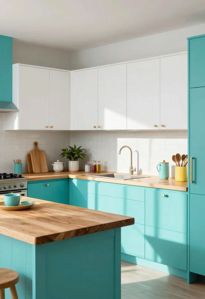 12 Kitchen Cabinet Paint Ideas for an Easy Refresh 26 12 Kitchen Cabinet Paint Ideas for an Easy Refresh 6. Playful Turquoise A Splash of Fun 0
