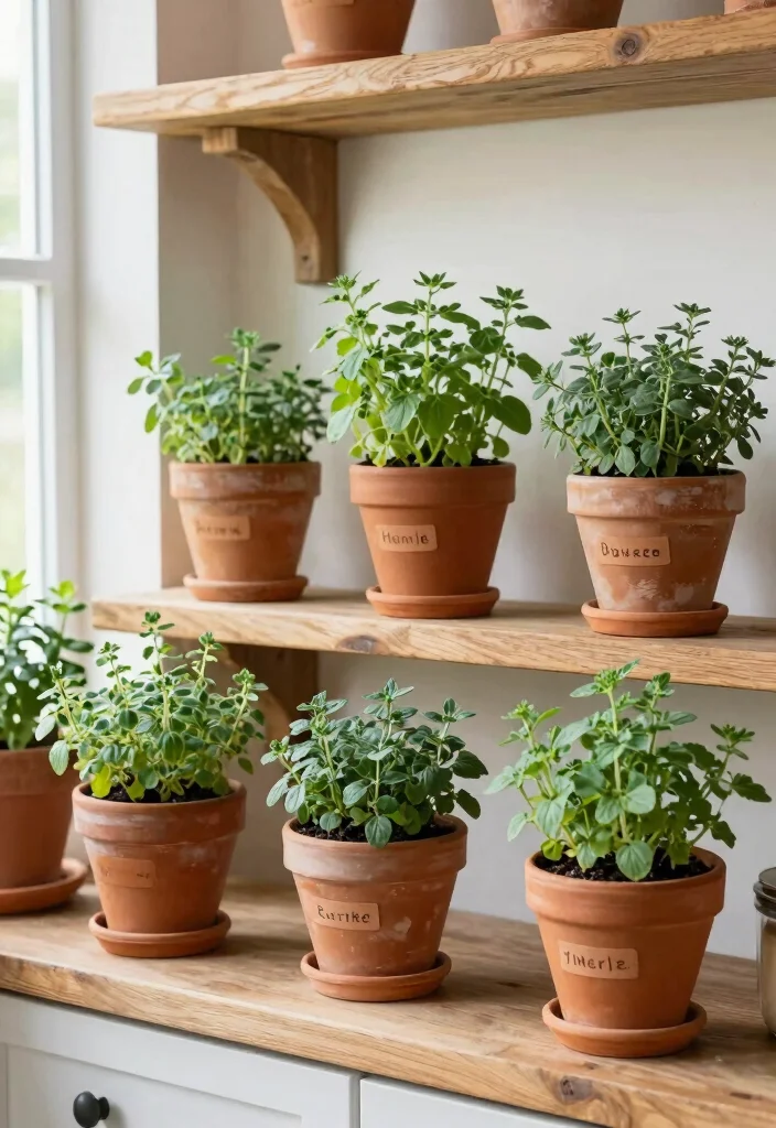 12 Kitchen Shelving Decor Ideas That Look Styled 3. Herb Garden on Display 0