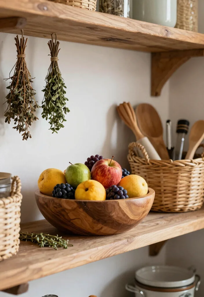 12 Kitchen Shelving Decor Ideas That Look Styled 6. Natural Elements 0