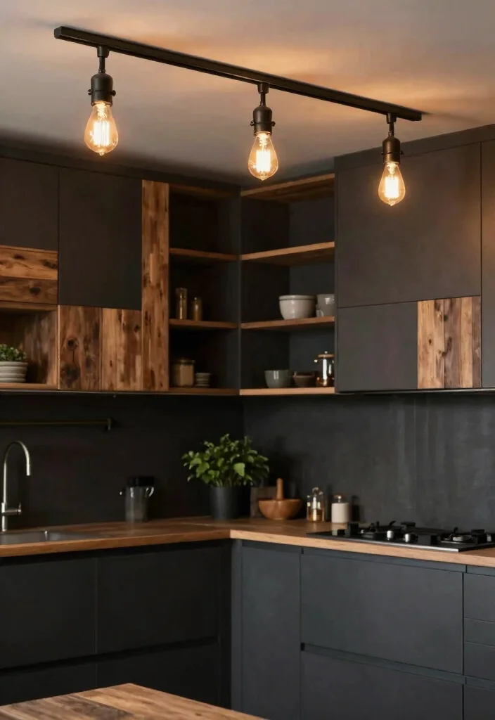 12 Kitchen Track Lighting Ideas for Modern Function 3. Industrial Vibes with Metal Tracks 0