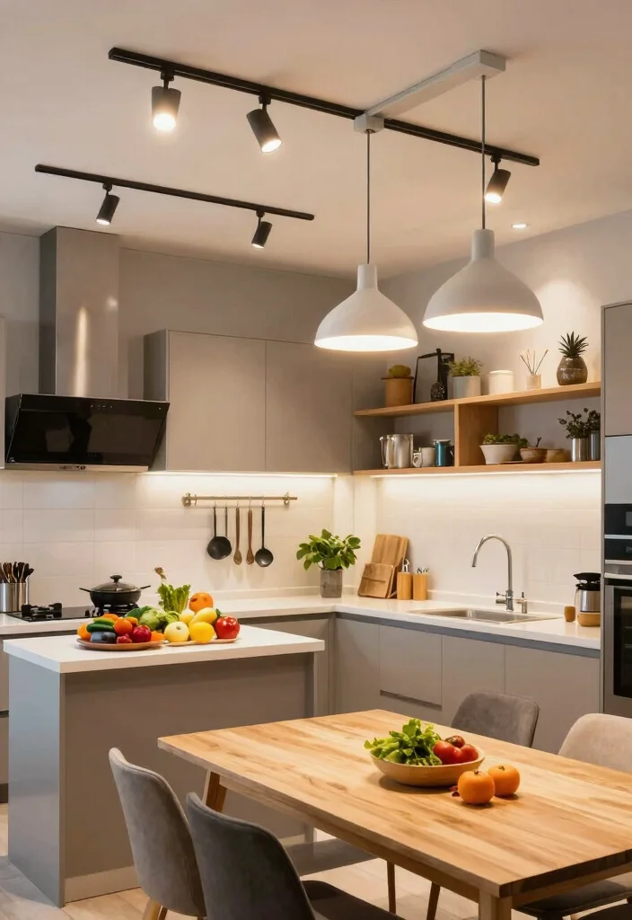 12 Kitchen Track Lighting Ideas for Modern Function 6. Multi Functional Lighting Solutions 0