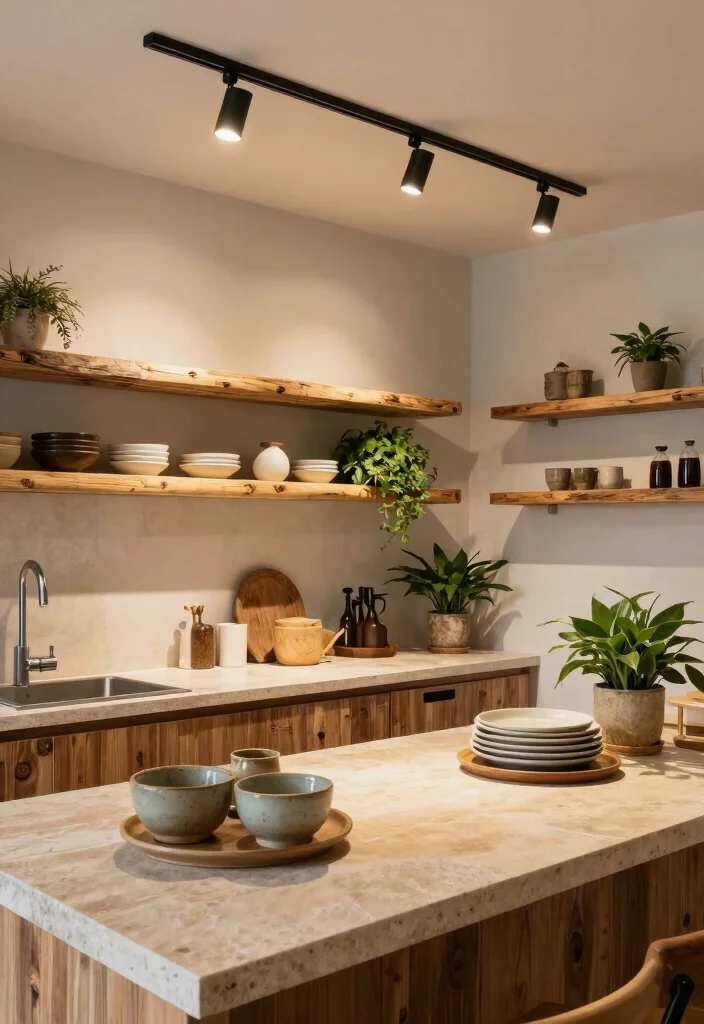 12 Kitchen Track Lighting Ideas for Modern Function 7. Natural Materials for Earthy Aesthetics 0