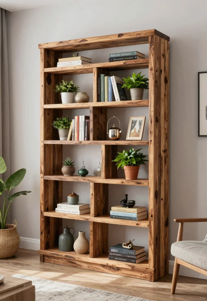 12 Living Room Bookshelf Ideas for Storage and Display 12. DIY Upcycled Bookshelf 0