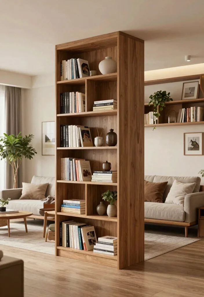 12 Living Room Bookshelf Ideas for Storage and Display 9. Bookshelf Room Divider 0