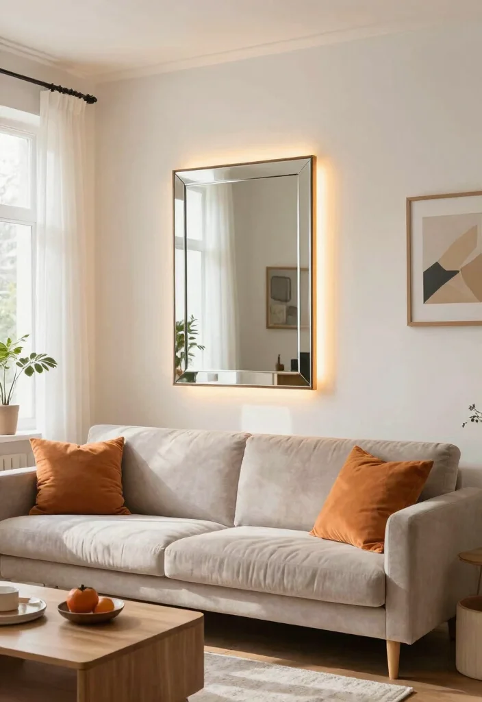 12 Living Room Wall Light Ideas for Soft Ambience 61 12 Living Room Wall Light Ideas for Soft Ambience 11. Decorative Wall Mirrors with Lighting 0