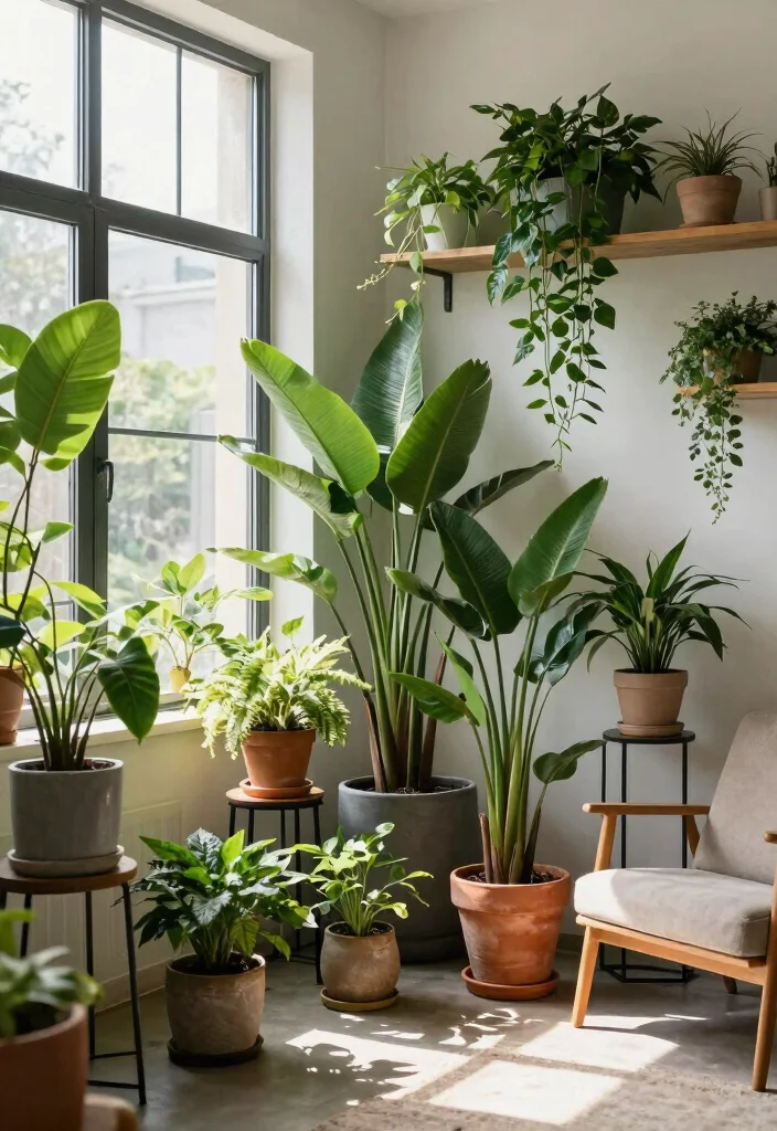 12 Loft Living Room Ideas with Open Air Style 27 12 Loft Living Room Ideas with Open Air Style 7. Greenery Bringing the Outdoors In 0