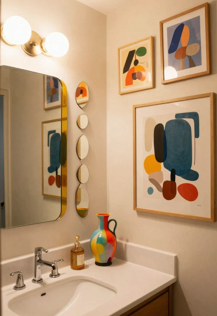 12 MCM Bathroom Ideas with Retro Modern Charm 10. Artwork and Decor 0