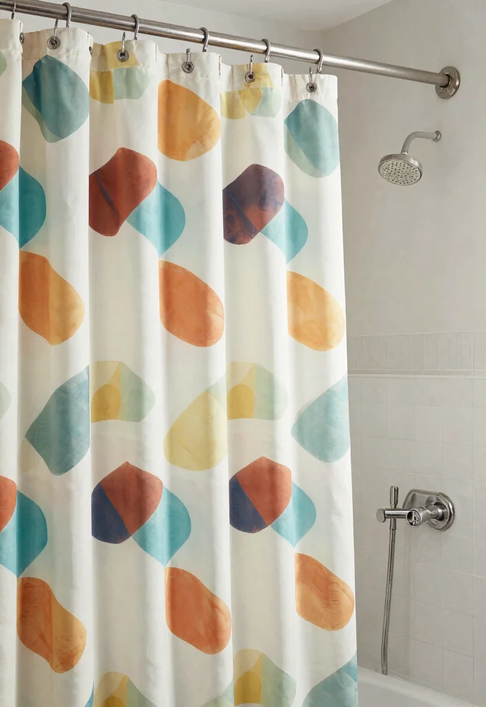 12 MCM Bathroom Ideas with Retro Modern Charm 11. Stylish Shower Curtains 0