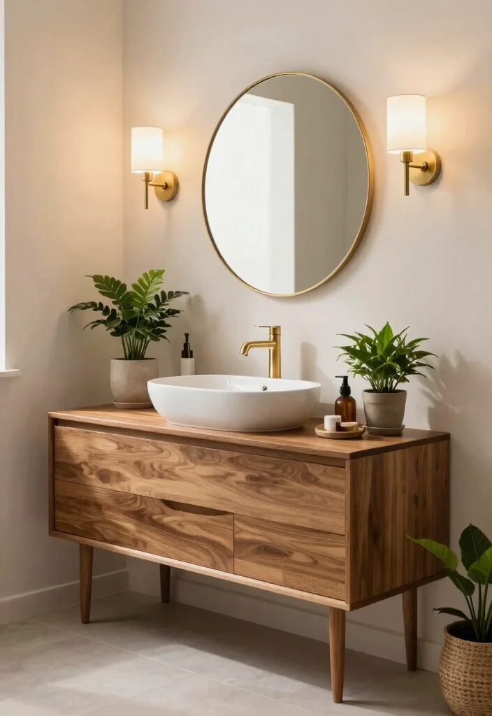 12 MCM Bathroom Ideas with Retro Modern Charm 4. Sleek Vanity Designs 0