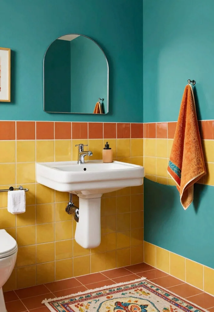 12 MCM Bathroom Ideas with Retro Modern Charm 5. Retro Color Schemes 0