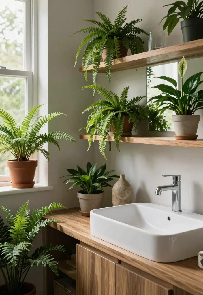 12 MCM Bathroom Ideas with Retro Modern Charm 7. Integrating Nature 0