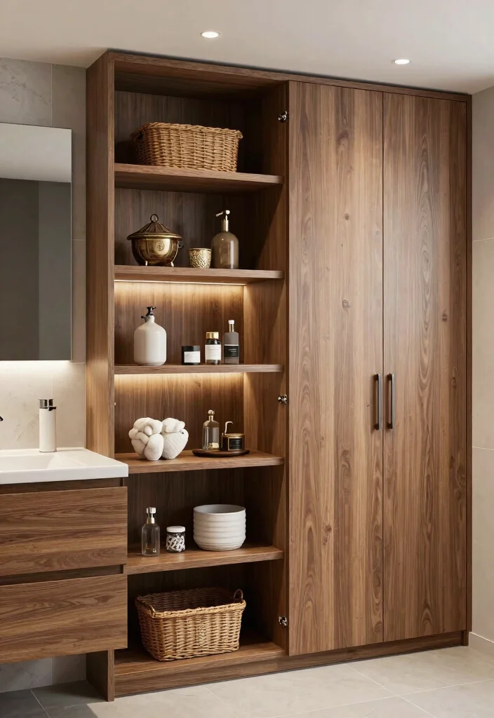 12 MCM Bathroom Ideas with Retro Modern Charm 9. Streamlined Storage Solutions 0