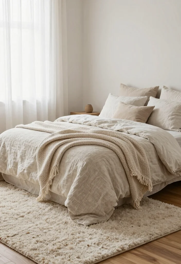 12 Minimalistic Bedroom Ideas for a Calm Clean Look 8. Textured Fabrics 0
