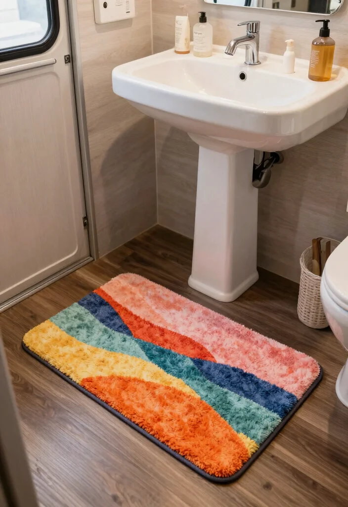 12 Mobile Home Bathroom Ideas with Smart Space Planning 12. Stylish Bath Mats Comfort Meets Design 0 1