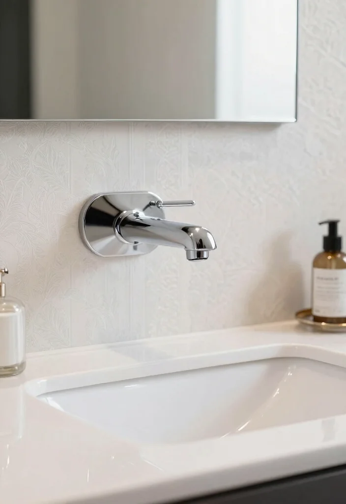 12 Mobile Home Bathroom Ideas with Smart Space Planning 5. Wall Mounted Faucets Space Saving Elegance 0 1
