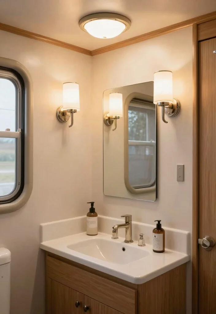 12 Mobile Home Bathroom Ideas with Smart Space Planning 8. Smart Lighting Solutions Brighten Every Corner 0 1