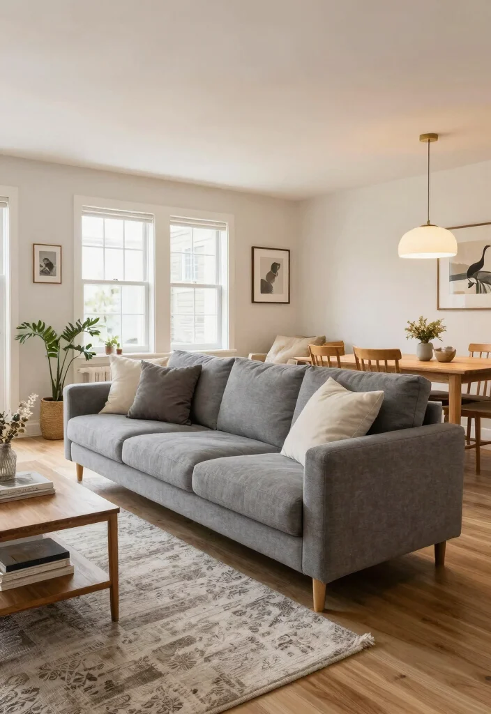 12 Modern Grey Couch Living Room Ideas That Feel Sleek 11. Open Concept Flow 0