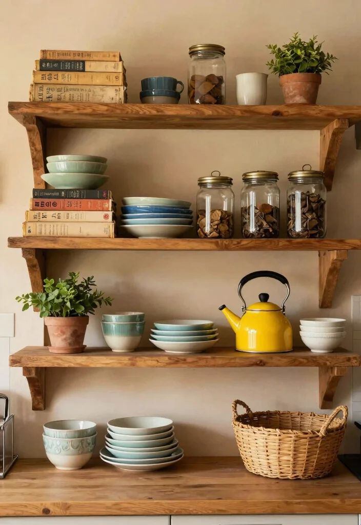 12 Pioneer Woman Kitchen Ideas with Cozy Color 2. Cozy Open Shelving 0