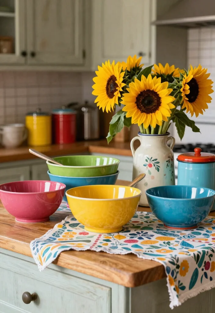 12 Pioneer Woman Kitchen Ideas with Cozy Color 4. Colorful Kitchen Accessories 0