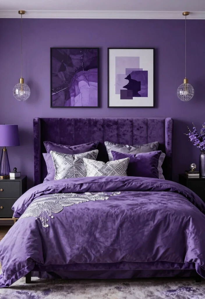 12 Purple Bedroom Ideas for Creative Personal Style 11. Monochromatic Glam 0