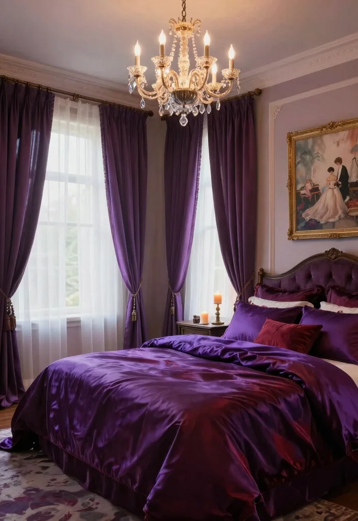 12 Purple Bedroom Ideas for Creative Personal Style 4. Romantic Elegance 0