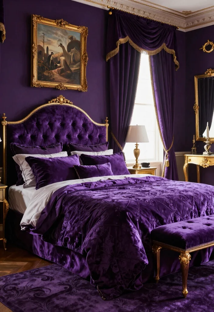 12 Purple Bedroom Ideas for Creative Personal Style 9. Classic Royalty 0