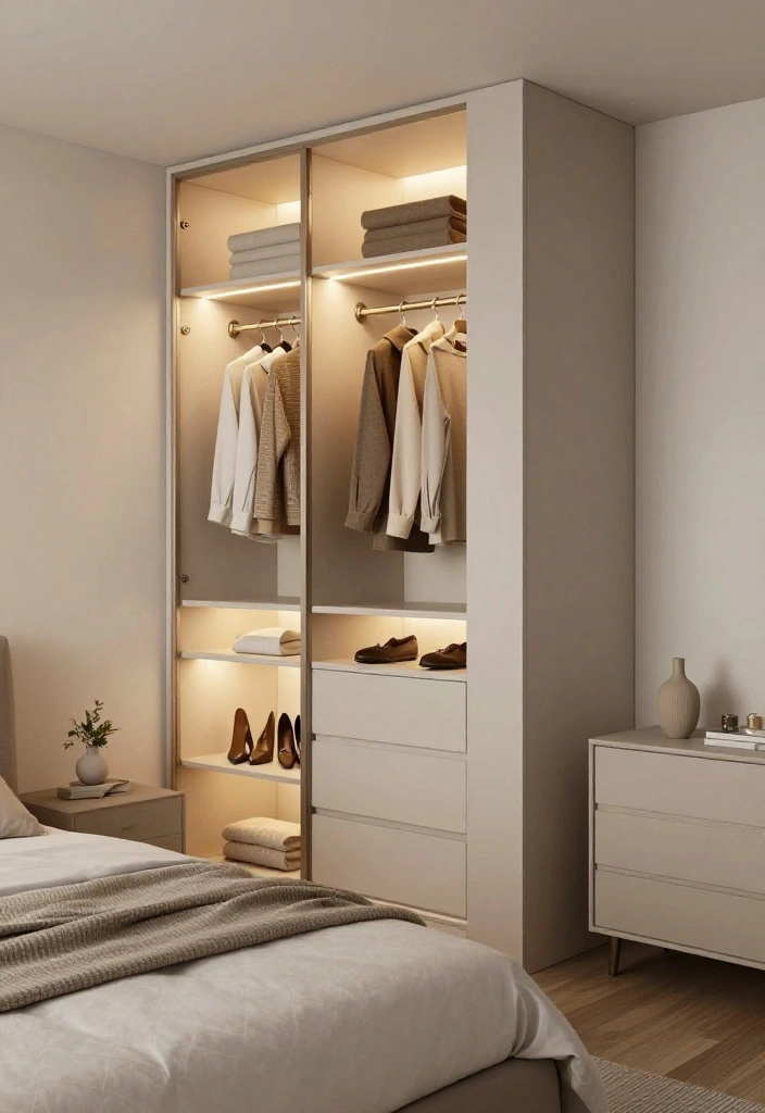 12 Small Bedroom Wardrobe Ideas for Better Organization 6. Wardrobes with Built in Lighting 0