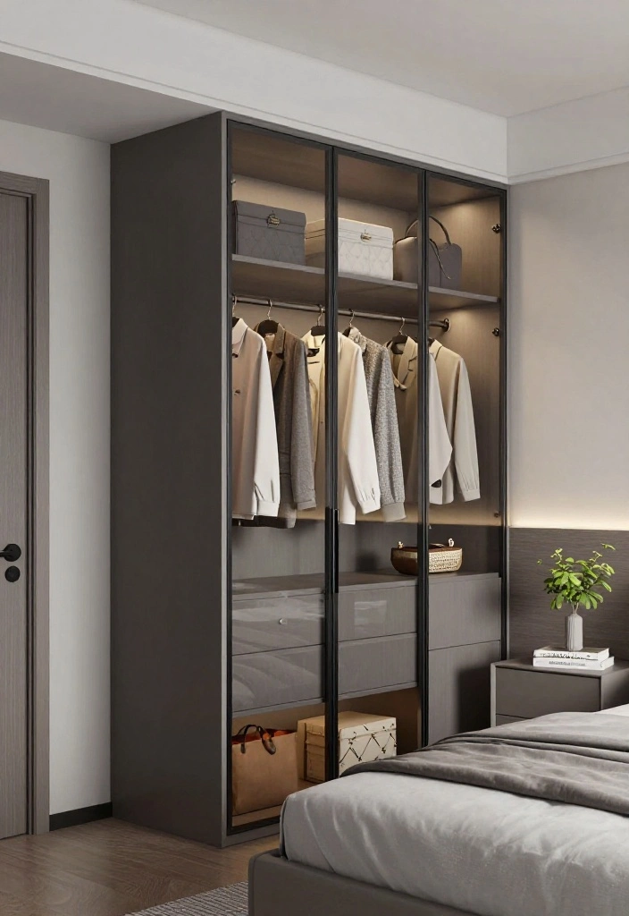 12 Small Bedroom Wardrobe Ideas for Better Organization 8. Wardrobes with Glass Doors 0